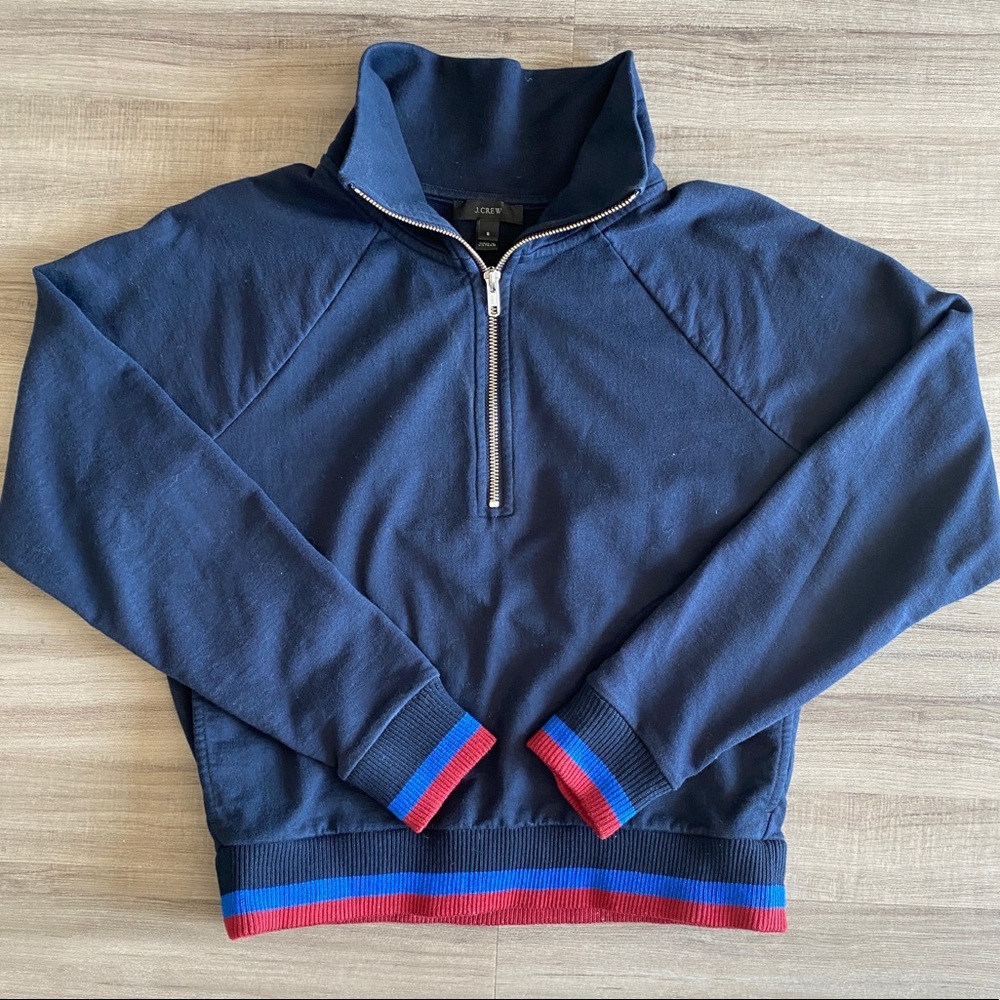 J. CREW CROPPED HALF-ZIP SWEATER JACKET